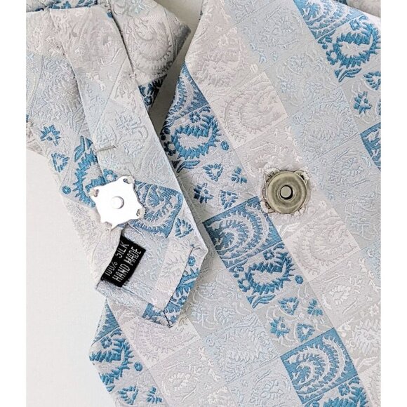 Vintage Blue And Silver Ascot - Androgynous Style - Unique Scarf. - Picture 4 of 8